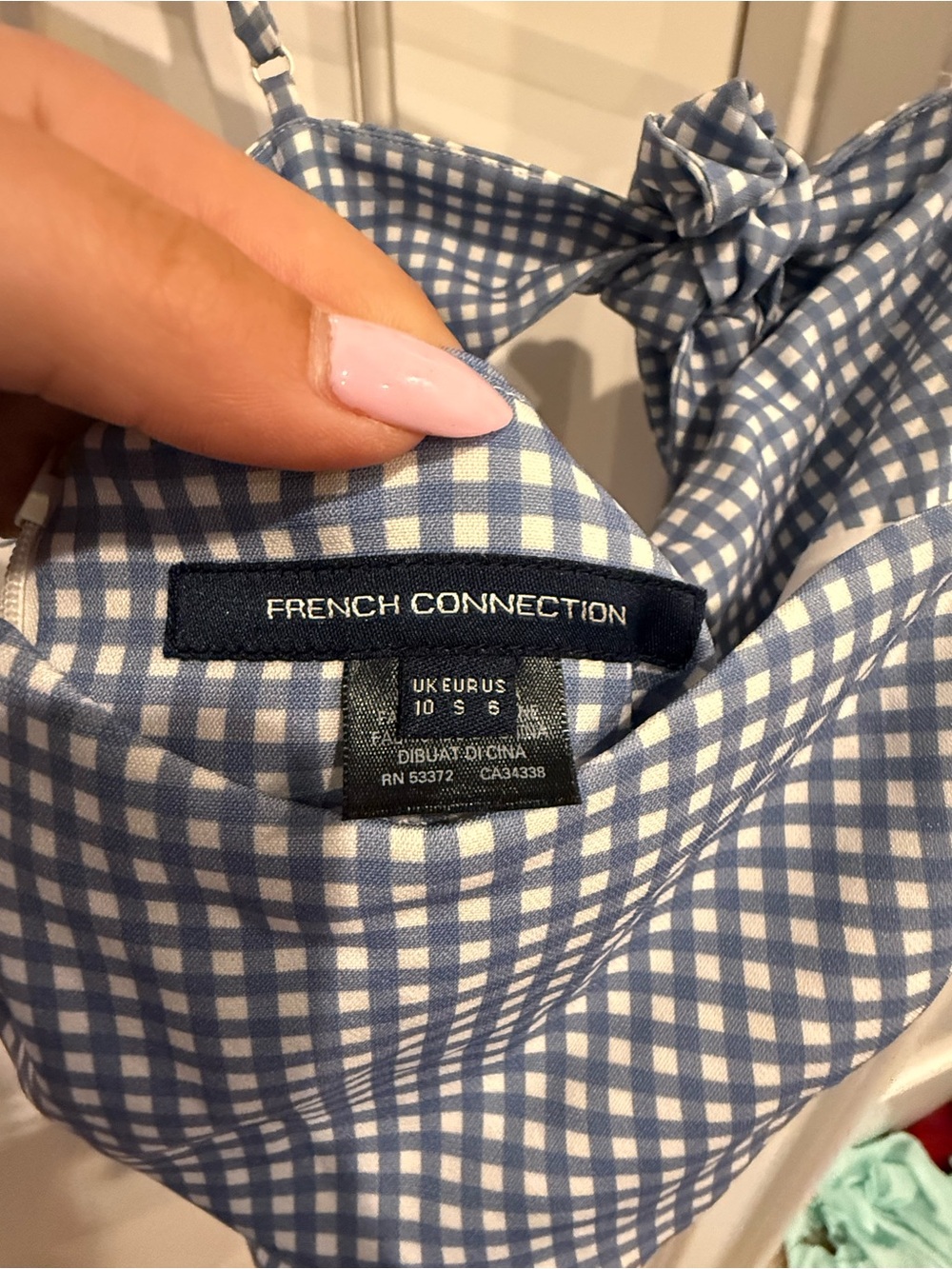 French Connection Blue Gingham Mini Dress - Picture 2 of 3